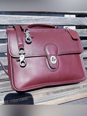 Rare Coach Willis bag VTG # 9927 burgundy silver hardware crossbody satchel WOW
